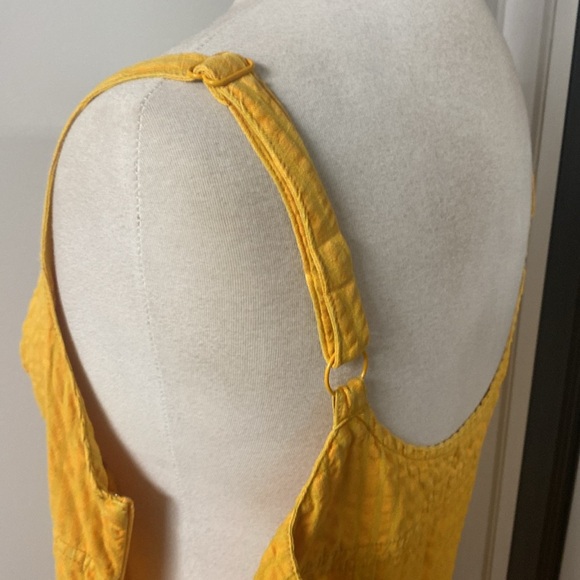 URBAN OUTFITTERS WHY NOT SEERSUCKER MINI DRESS EMPIRE WAIST SIDE ZIP CUTOUT BUST - Picture 11 of 16